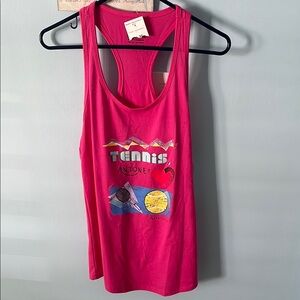 Pink Graphic Tennis Tank Top size Large